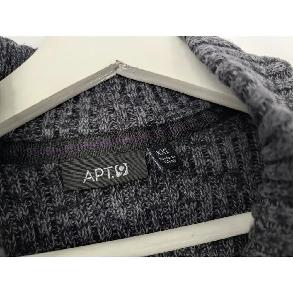 NWOT APT 9 Grandpa Zip Sweater XXL Gray Pockets Cotton Chunky Warm Grandpacore
